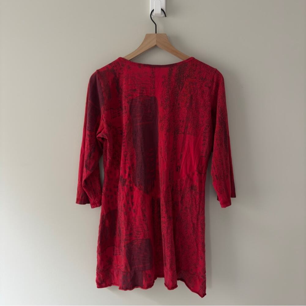 Vintage patchwork style button front Red babydoll… - image 2